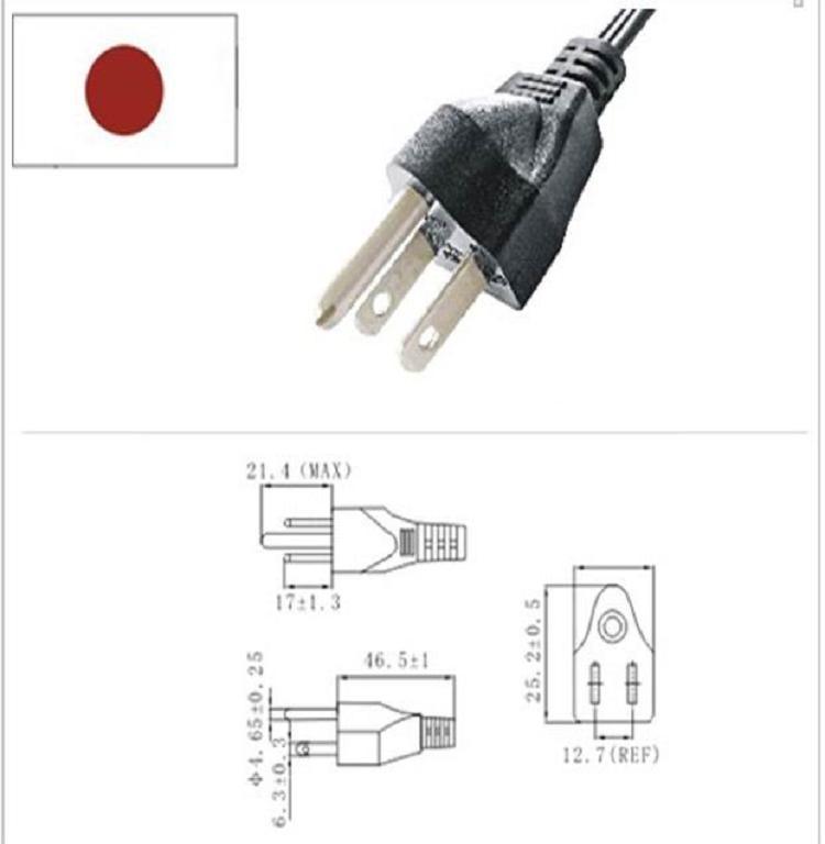 日本电源线（PSE，三插）日规三芯纯铜电源线 日标电源线厂家